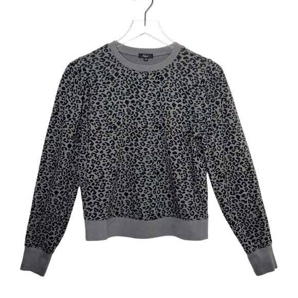 Rails Marcie Charcoal Mini Cheetah Women’s Lounge Cozy Crew Sweatshirt Sz XS - Picture 2 of 13